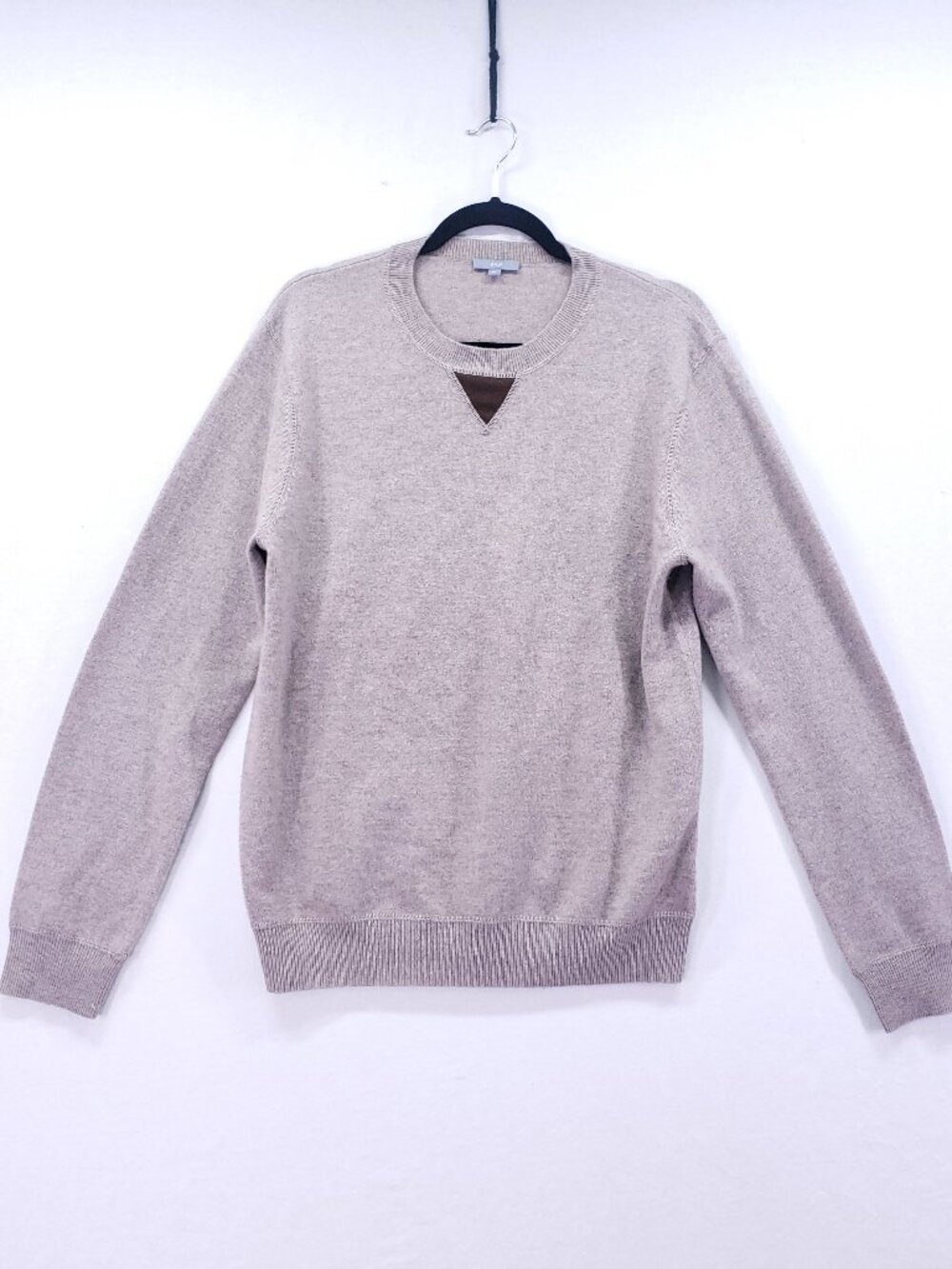 K+J Wool Wool Cashmere Blend Crewneck Sweater Medium Brown Tan Pullover Preppy